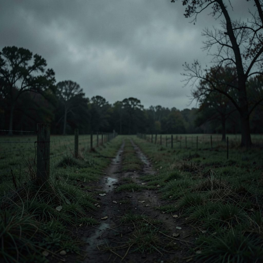 A dark, atmospheric promotional still with muted greens and grays, evoking the rural Georgia setting of the first season